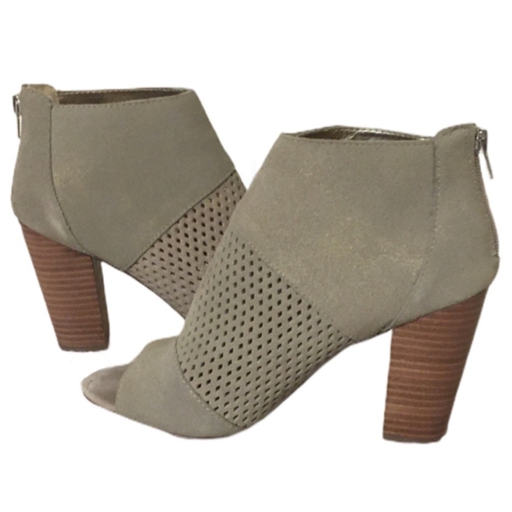 Dolce Vita Perforated Ankle Booties - Light Taupe
